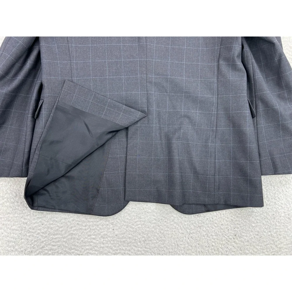 HUGO BOSS Suit Jacket Mens 40R (EU 50) Gray Check Wool 2 Button Blazer Bulgaria